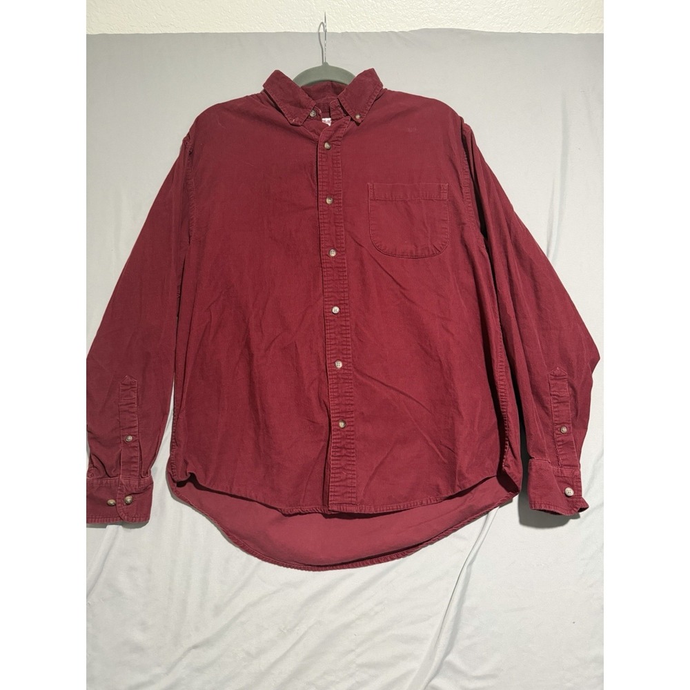 vtg Boca Classics cotton red corduroy ls button‎ up dress shirt, men's medium